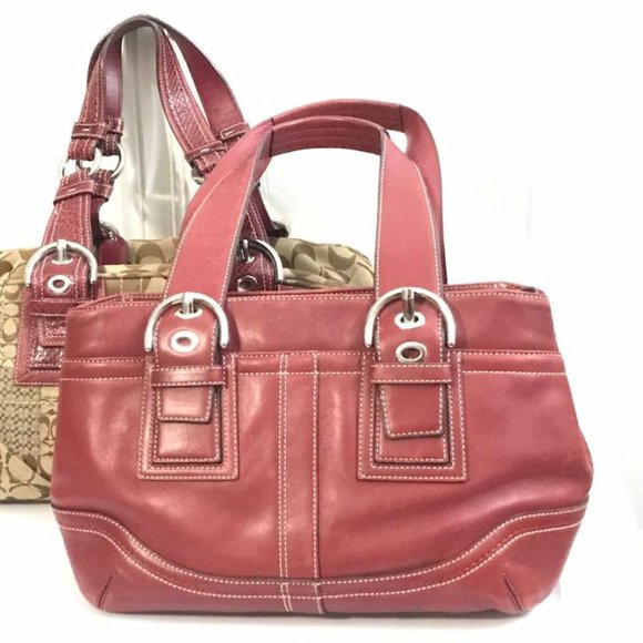 Handbags - 🤍#PreLoved Deep Dark Red Mini COACH Leather Soho Bag🤍 FREE GIFT with purchase